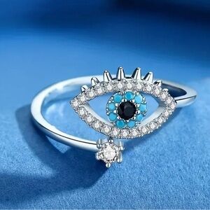 BEAUTIFUL EVIL EYE RING - color silver